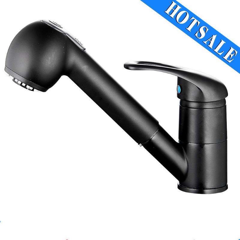 

Bathroom Sink Faucets Faucet Single Hole Pull Out Spout Kitchen Mixer Tap With Stream Sprayer Head Black