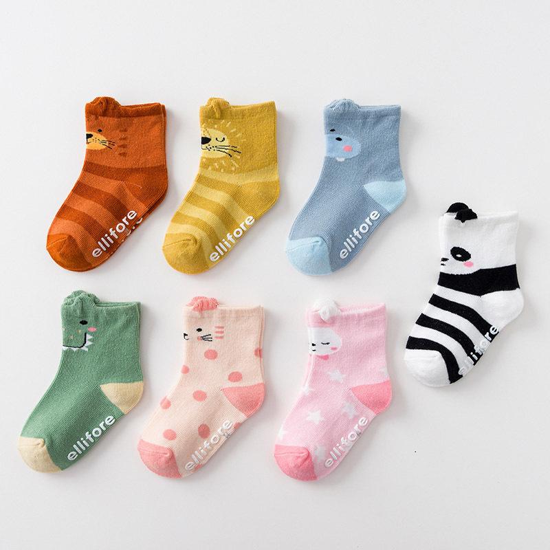 

0-3Y Cotton Born Dispensing Socks Cartoon Female Male Children's Floor Sock Cute Middle Tube Boys Girls Clothes Accessories, Pink;yellow