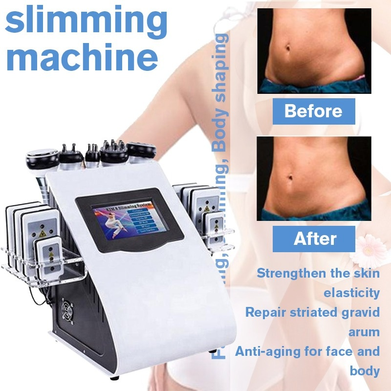 

Stock in USA 40k Ultrasonic Cavitation Slimming Machine Vacuum RF 8 Pads Lipo Laser LLLT Lipolysis 635nm 650nm Body Shaping