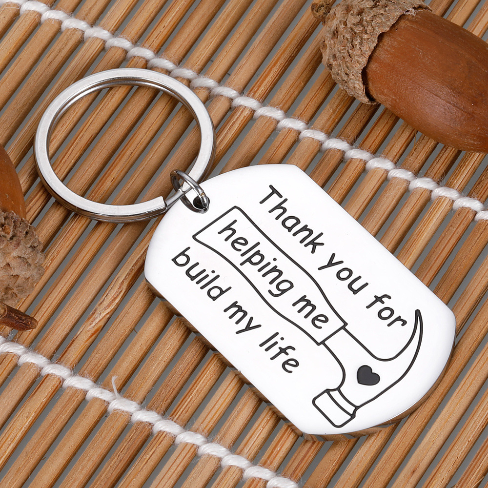 

Stainless Steel Keychain Thank you for helping Me Tool Engrave Letters Key Ring for Dad Fathers Day Gifts