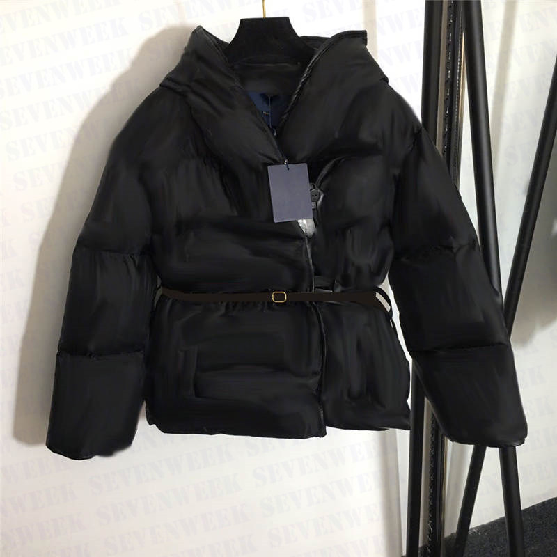 

Jacquard Letter Womens Hooded Down Jackets With Belt Winter Long Sleeve Ladies Parkas Coats Fashion Women Outerwear, Extra shipping postage/no ship
