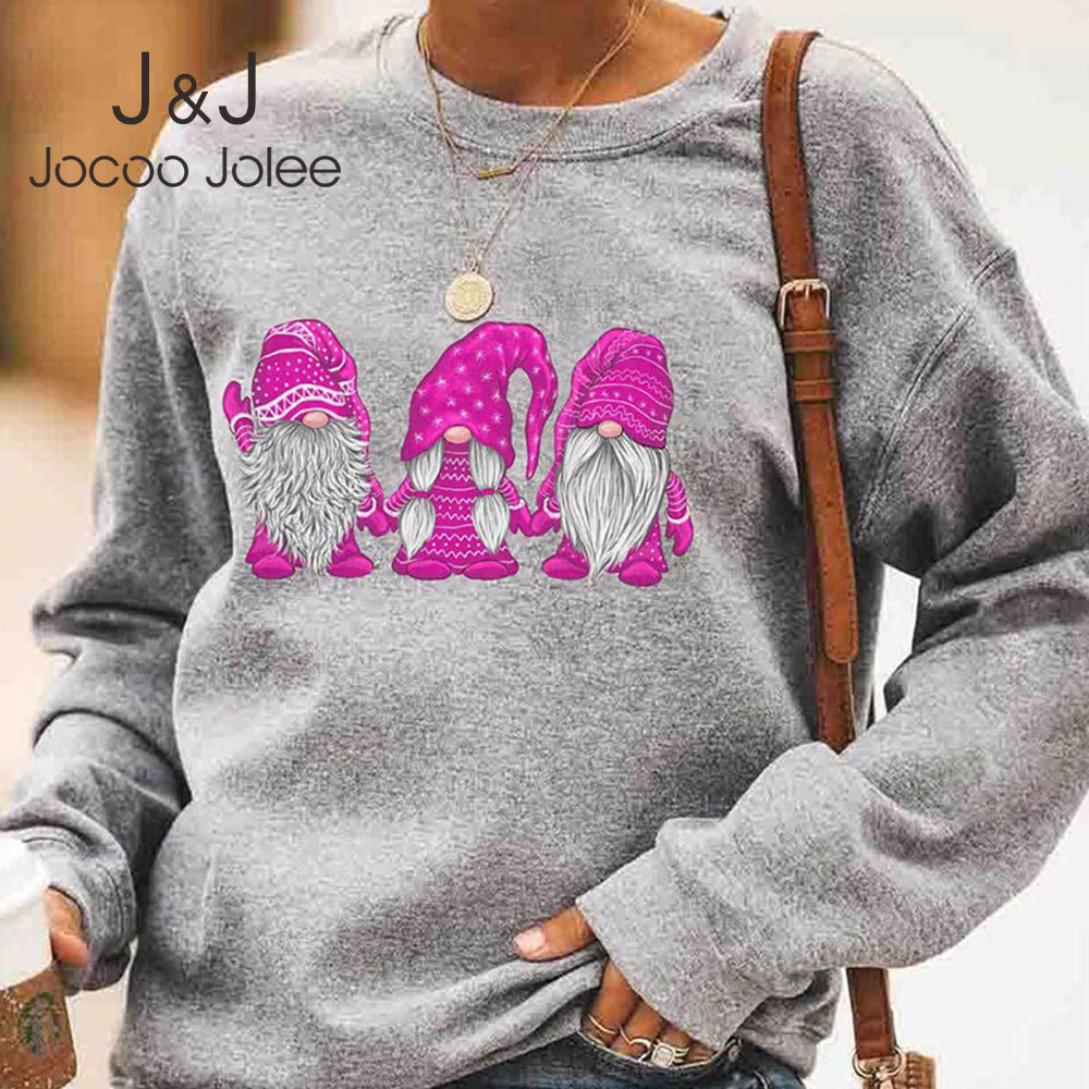 

Fashion Long Sleeve O Neck Santa Claus Print Loose Sweatshirts Oversized Pullovers Women Christmas Hoodies Autumn Tops 210518, As photo