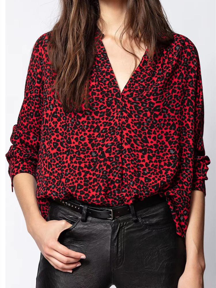 warehouse red leopard print blouse