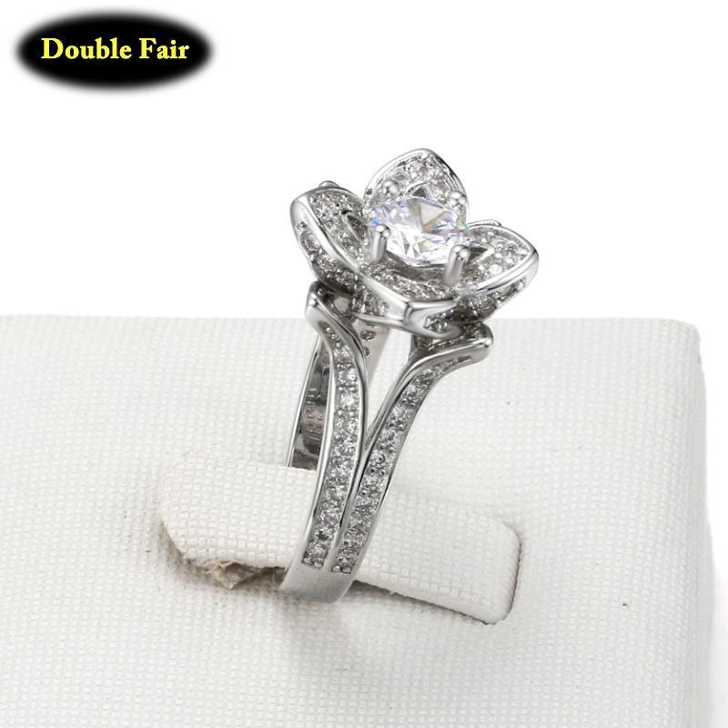 

Cluster Rings Bohemia Flower Ring Sets Silver Color Cubic Zirconia For Women & Girls Party Gift Fashion Jewelry DWYG038, Golden;silver