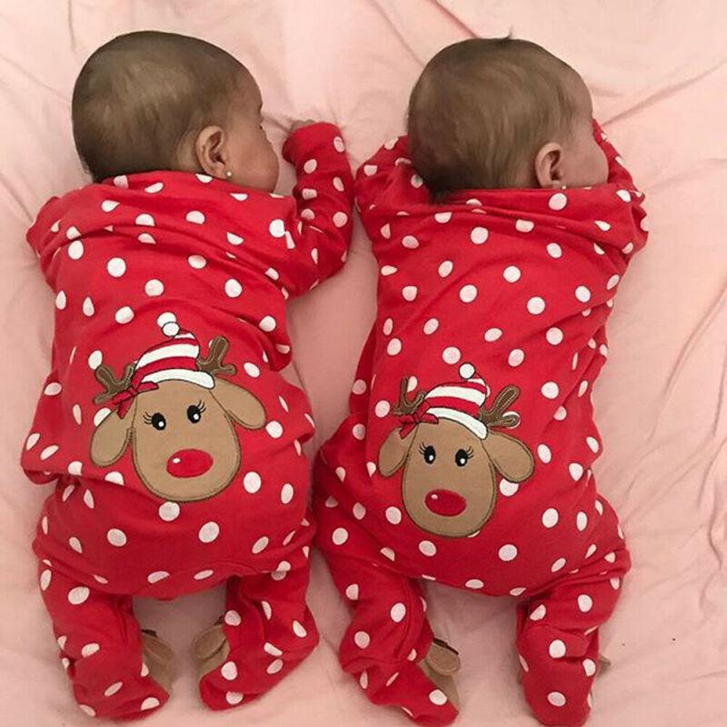 

Jumpsuits 0-18M My First Christmas Baby Boy Girl Rompers Born Infant Cartoon Deer Red Jumpsuit Playsuit Xmas Costumes, Blue