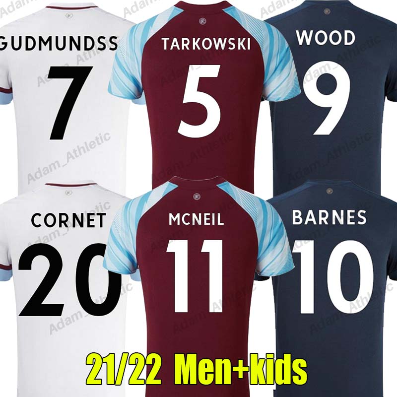 

BFC TARKOWSKI soccer jerseys 2021/22 The Clarets Home away shirt BROWNHILL CORNET MCNEIL football shirts CORK WESTWOOD GUDMUNDSSON WOOD jers, Black;yellow