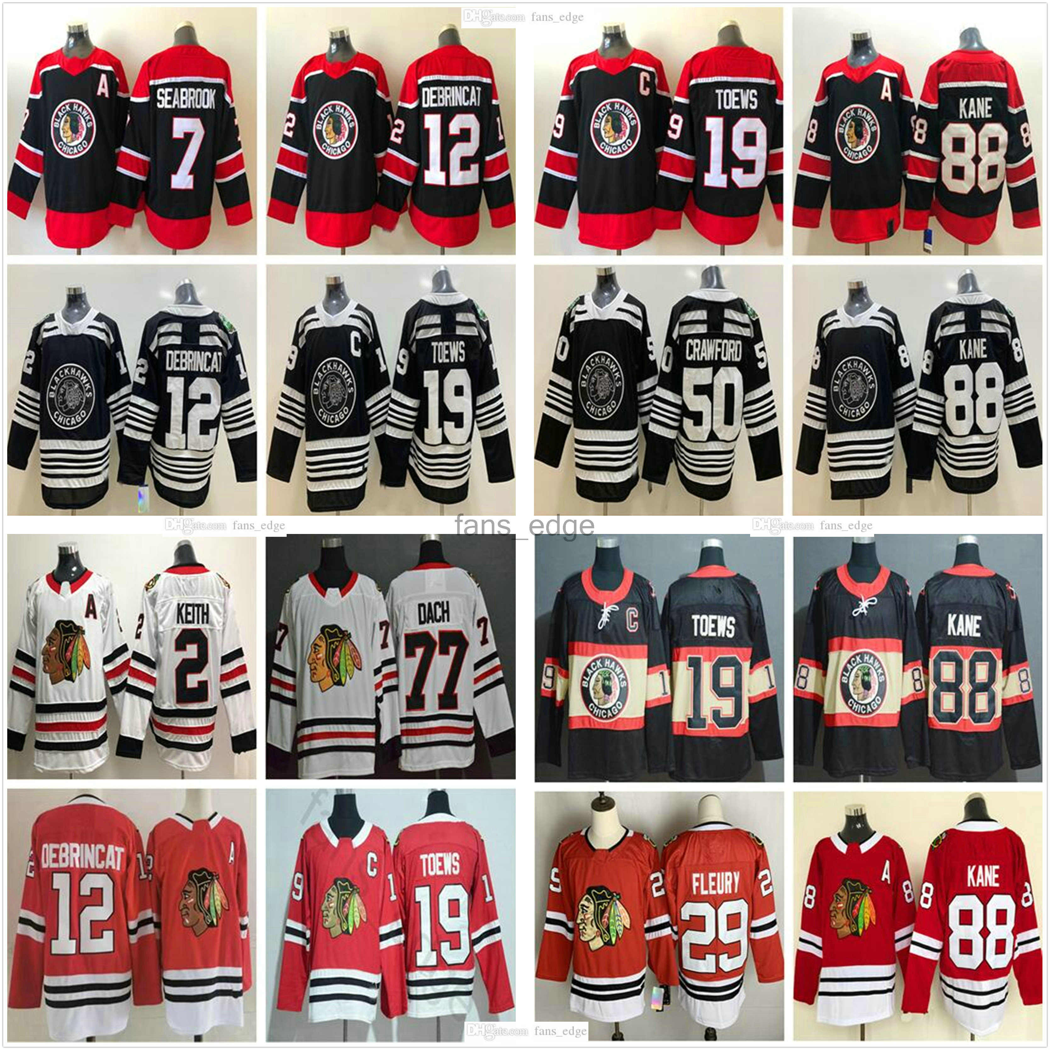 

Reverse Retro Chicago Blackhawks Hockey 29 Marc-Andre Fleury 19 Jonathan Toews 88 Patrick Kane 12 Alex DeBrincat 2 Keith 50 Crawford 00 Griswold 77 Kirby Dach Jerseys, Black