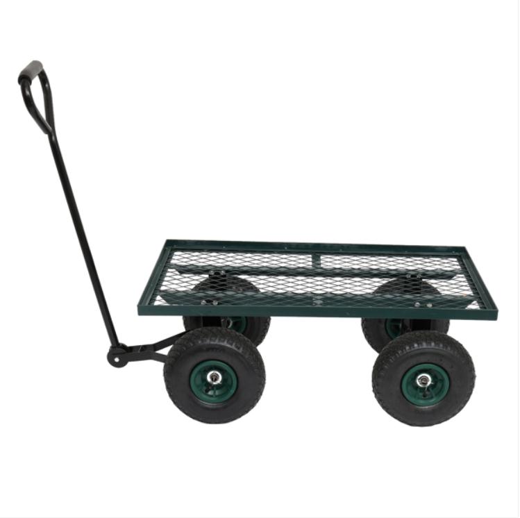 

2022 Watering Equipments 86*46*97cm Iron Wood Four Wheel Square Garden Wagon Green, Black