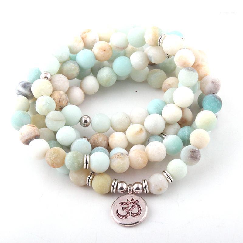 

Charm Bracelets Fashion 108 Amazonite Beads With Stone Lotus / OM Buddha Yoga & Necklace M1