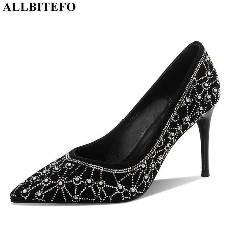 

ALLBITEFO fashion genuine leather sexy high heels wedding women shoes women high heel shoes party women heels 210611, As picture