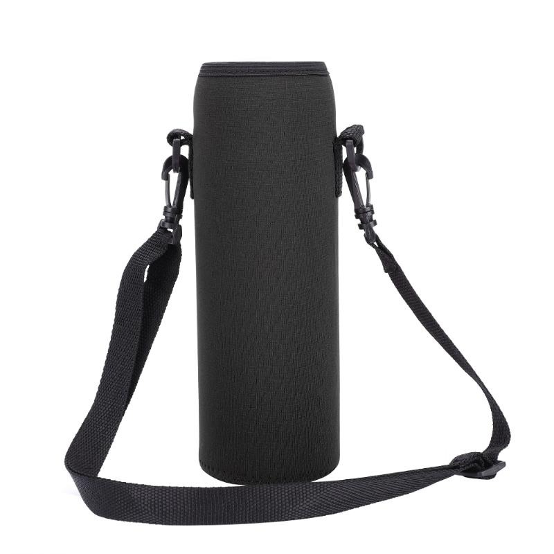 

Water Bottle Thermal Bag Neoprene Sling Storage Case Pouch With Adjustable Strap Cycling Camping Tool Outdoor Bags, Black