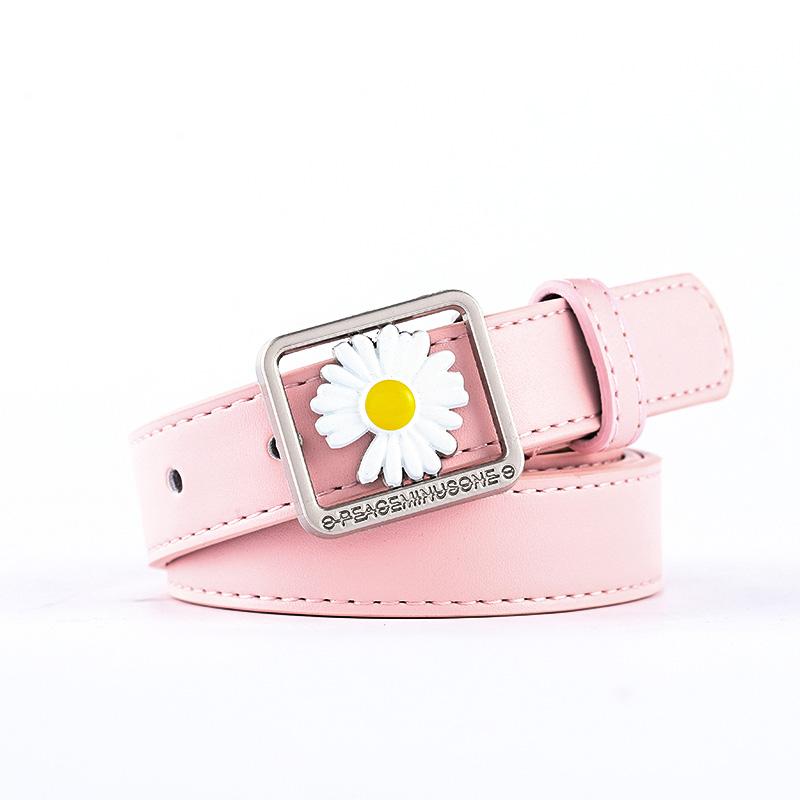 

Belts Ke Meiqi Small Daisy Concave Korean Fashion Wild Jeans Belt Ladies Trend Ins Wind, Black;brown