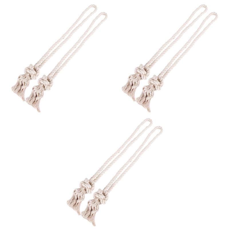 

Curtain & Drapes 6 Pcs Retro Tassel Knit Rope Tieback Knitting Beige