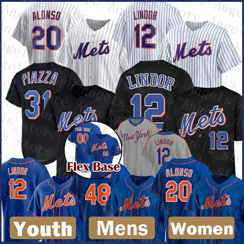 

New Mens York Custom Mets Women 12 Francisco Lindor Baseball Jersey 20 Pete Alonso Youth 48 Jacob deGrom 18 Darryl Strawberry 30 Conforto, Black