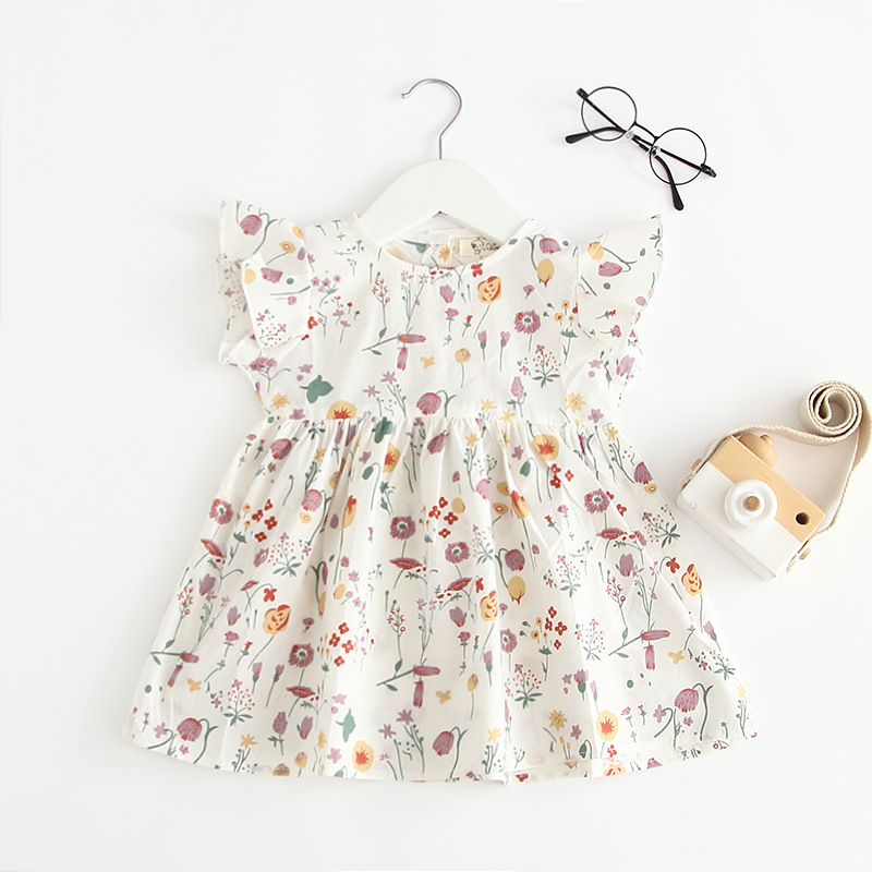

ZHBB INS Korean Baby Kids girls dress Child princess summer Boutique Children Clothing Floral Dresses, As shown