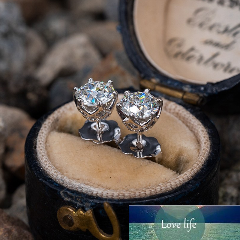 OEVAS Real 0.5-1 Carat D Color Moissanite Stud Earrings For Women Top Quality 100% 925 Sterling Silver Sparkling Wedding Jewelry Factory price exper