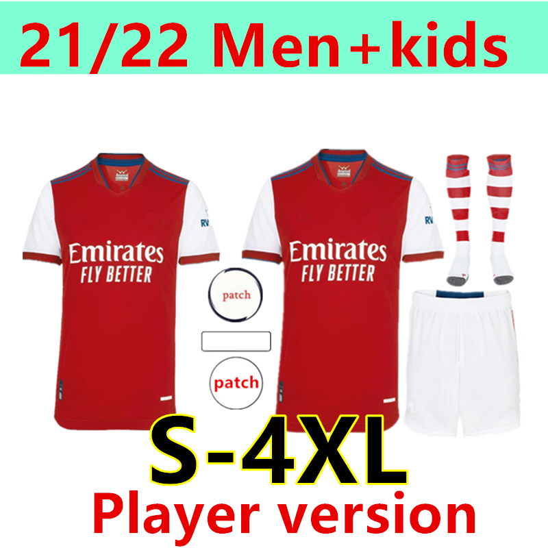 

Size:S-4XL Arsen soccer jersey Fans Player version 2021 2022 Gunners PEPE SAKA THOMAS WILLIAN NICOLAS TIERNEY ØDEGAARD football shirt Men + Kids kit home red, 21/22 home player