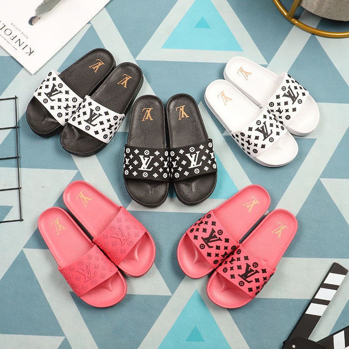 

Wholesale fashion Men and Women Slippers 14 Style LOUIS Flip Flops slipper VITTON business Flat Sandals woman channel Shoes, White;black