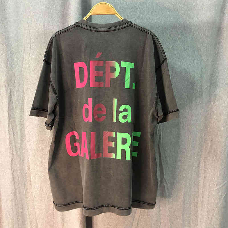 

Gaojie Dept Gradual Change Letter Printing Wash Water Used Round Neck Loose Cotton Short Sleeve T-shirt, White;black