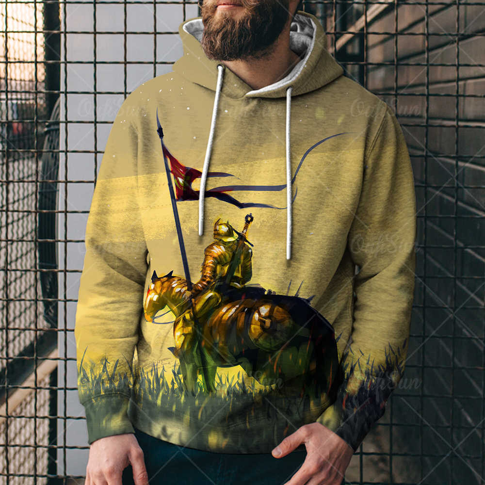 

spring and autumn hoodie 3d printing crusader seri men's loose street trend hlz, Black