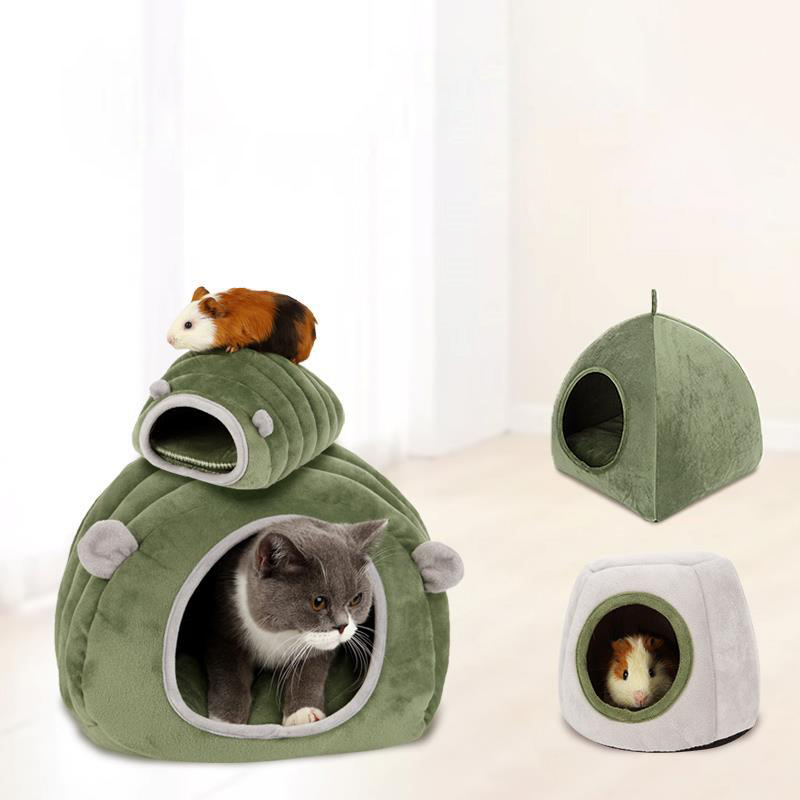 

Pet Winter Push Soft Bed Cat Cage Seeping House for arge Sma Puppy Kitten Indoor Warm Cosed Hamster Cotton Nest With Mat