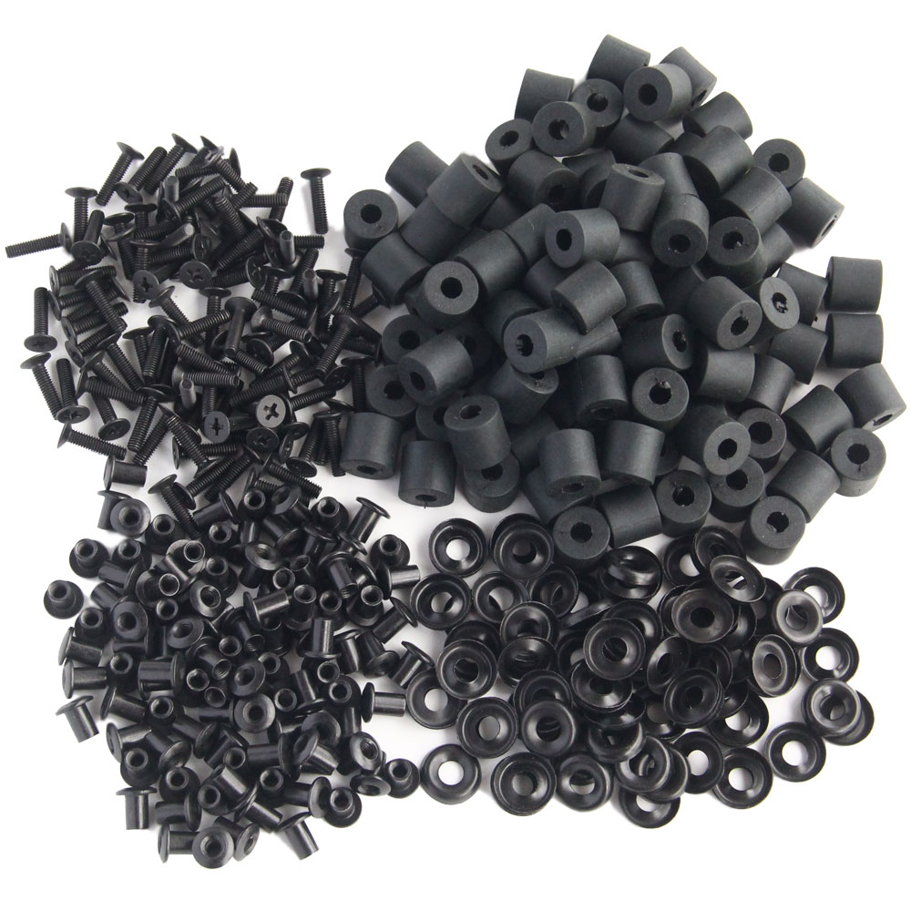 

100pcs Chicago Screw Long Post Flat Headed With Metal Countersunk Finishing Washer Thick Rubber Washer For DIY Kydex Holster