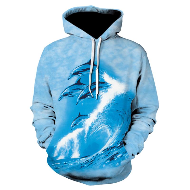 

Men's Hoodies & Sweatshirts 3D Anime Blue Dolphin Hoodie Sweatshirt Women's Fashion Cosplay Costume Unisex Top, Picture color