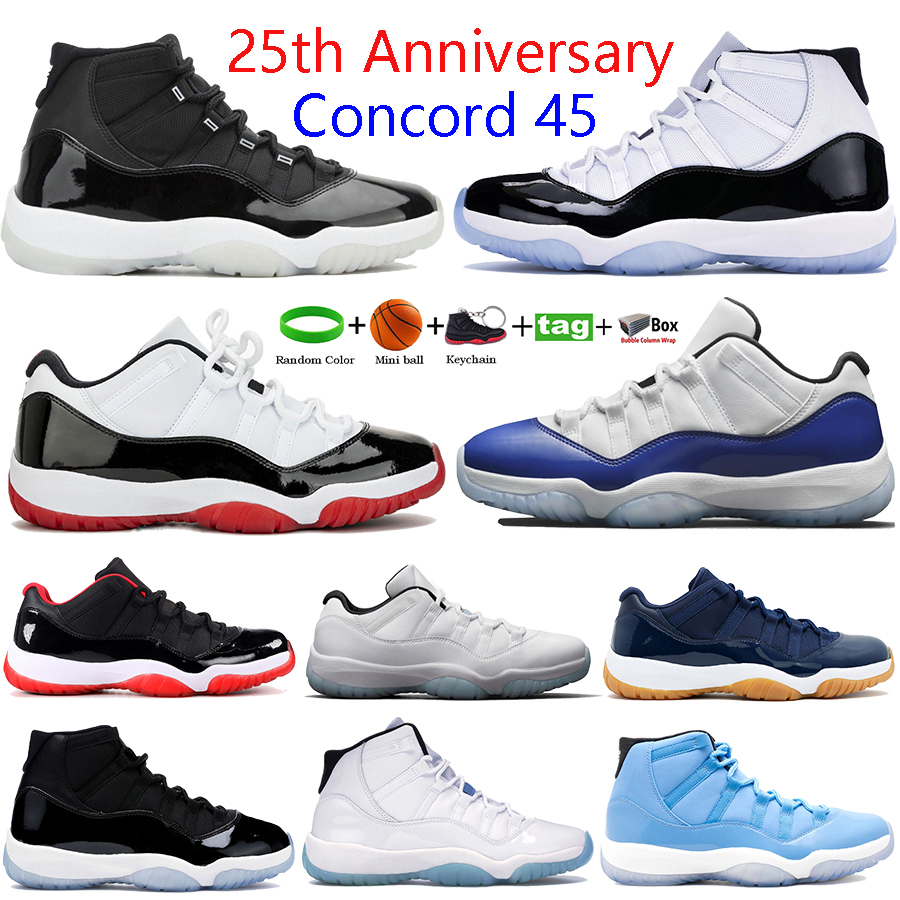 

Newest 25th Anniversary 11s 11 High men basketball shoes low legend blue concord 45 bred space jam sneakers Snake Navy women trainers