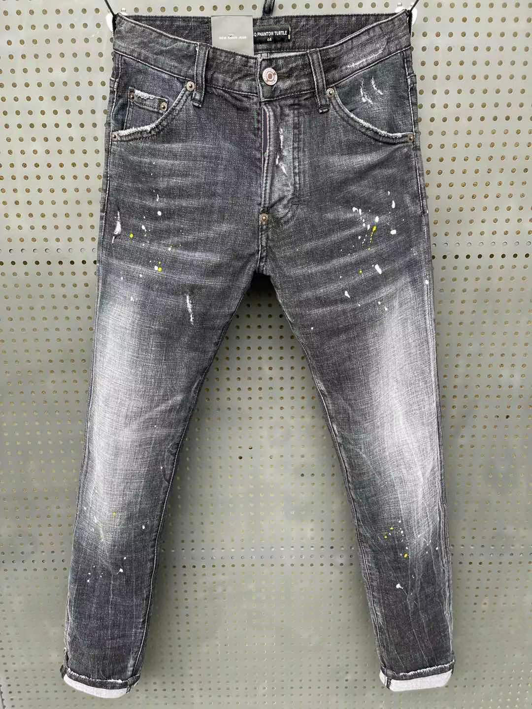

DSQ PHANTOM TURTLE Classic Fashion Man Jeans Hip Hop Rock Moto Mens Casual Design Ripped Jeans Distressed Skinny Denim Biker DSQ Jeans 6134, As picture