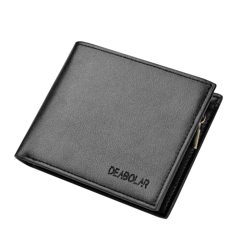 

Wallets Triple Folding High Quality Vintage Ultra-thin Short Men Zipper Purse Wallet Man Male Small Money Dollar Slim Card Case, Horizontal browm