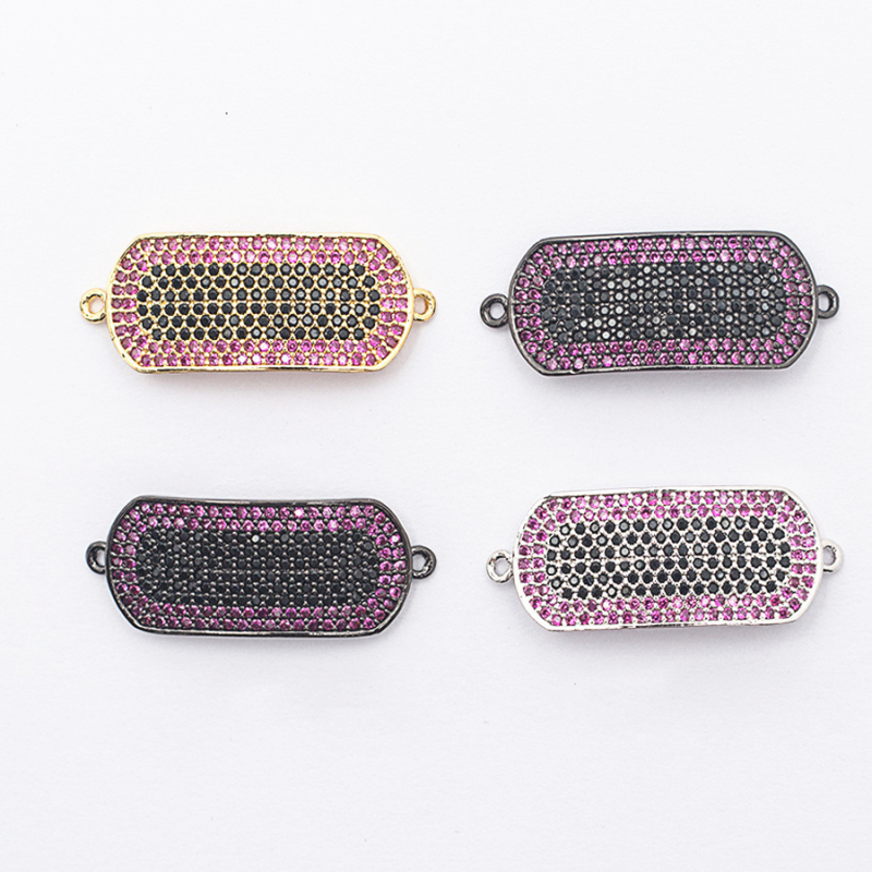 

Fashion Gold and Silver Plated CZ Micro Pave Copper Connector Charms for Bracelet Making