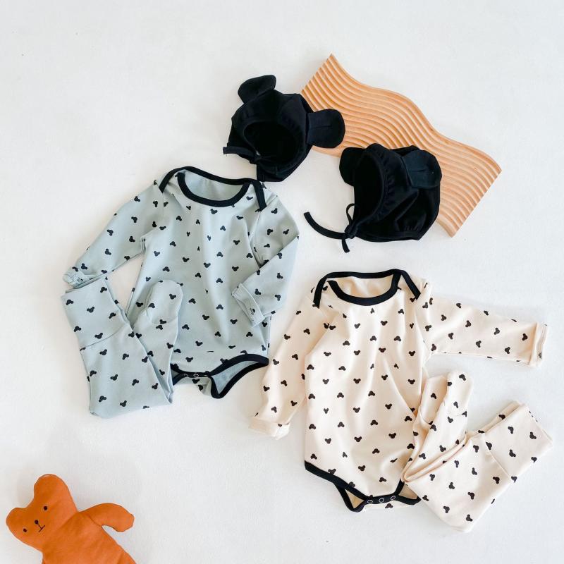 

Clothing Sets 0-3T Born Kid Baby Boys Girls Clothes Set Autumn Winter Print Body Top Romper Pant Suit Cute Sweet Cotton