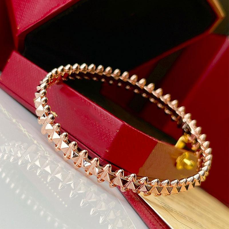 

Bangle Luxury Jewelry1:1LOGO High Quality LOVE'S Classic Rose Gold Color Rivet Bracelet Brand Fashion Jewelry Woman Steam Punk