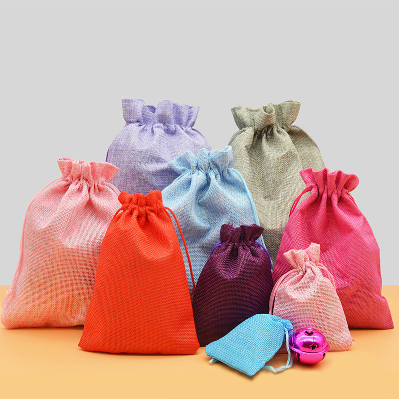 

Linen Cotton Drawstring Bag Gift Bags Small DIY Jewelry Burlap Pouch Package Home Storage Packaging