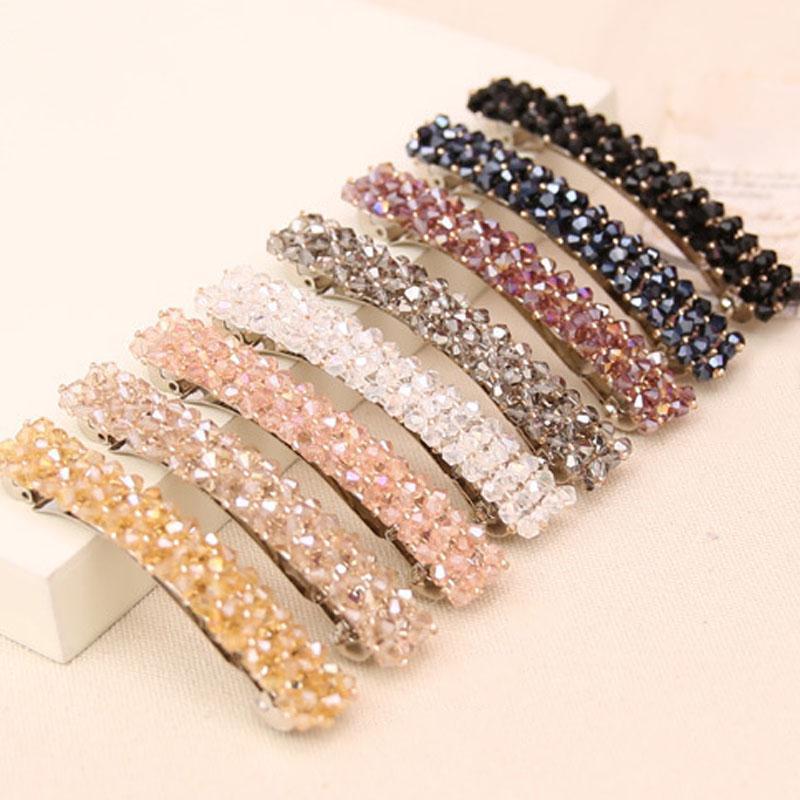 

Hair Clips & Barrettes 2021 Fashion Women Girls Crystal Hairpins Headwear Rhinestone Pins Barrette Styling Tools Accessories, Golden;silver
