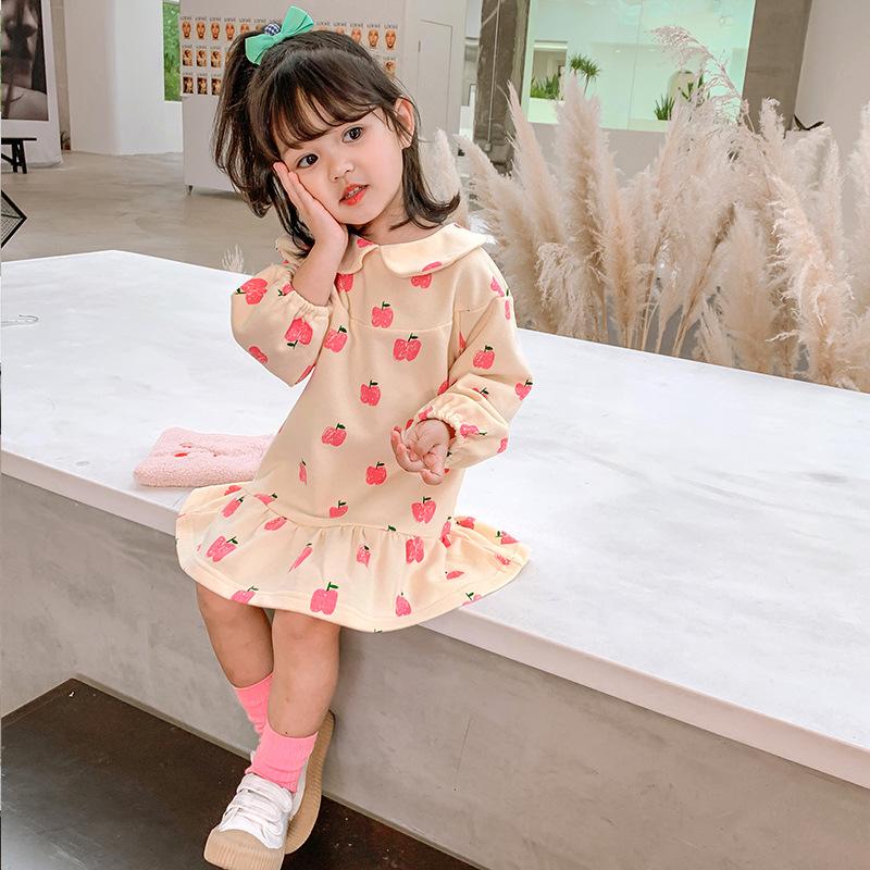 

Girl's Dresses Fashion Children Dress Costomes Long Sleeve Korean Strawberry Princess Kids Vestidos Design Casual For Girls, As pic