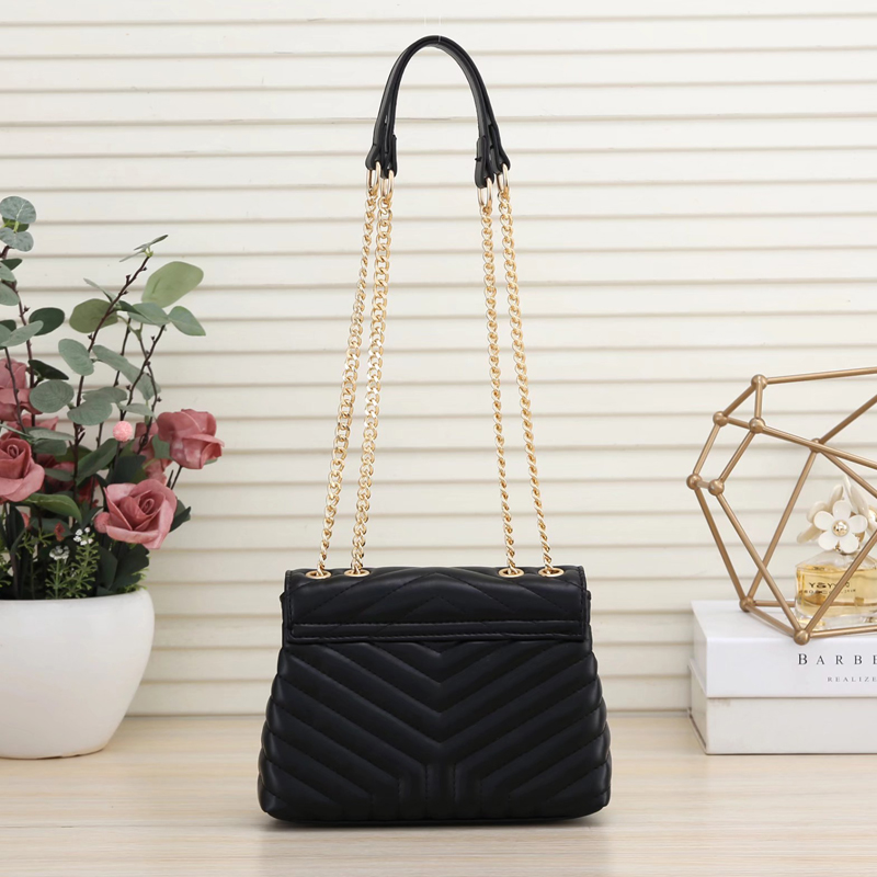 

Classic Black Women Shoulder Bag Gold Chains High Quality Fashion Pu Leather Designer Handbags Purse Strips Letter Small Clutch Totes Handbag Underarm Bags, More styles