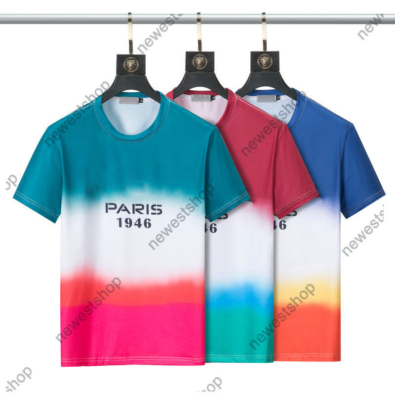 

2022 summer designer mens t-shirts geometric striped letter circle color letter print casual t-shirt womens luxury t shirt paris tshirt dress tee tops 1946