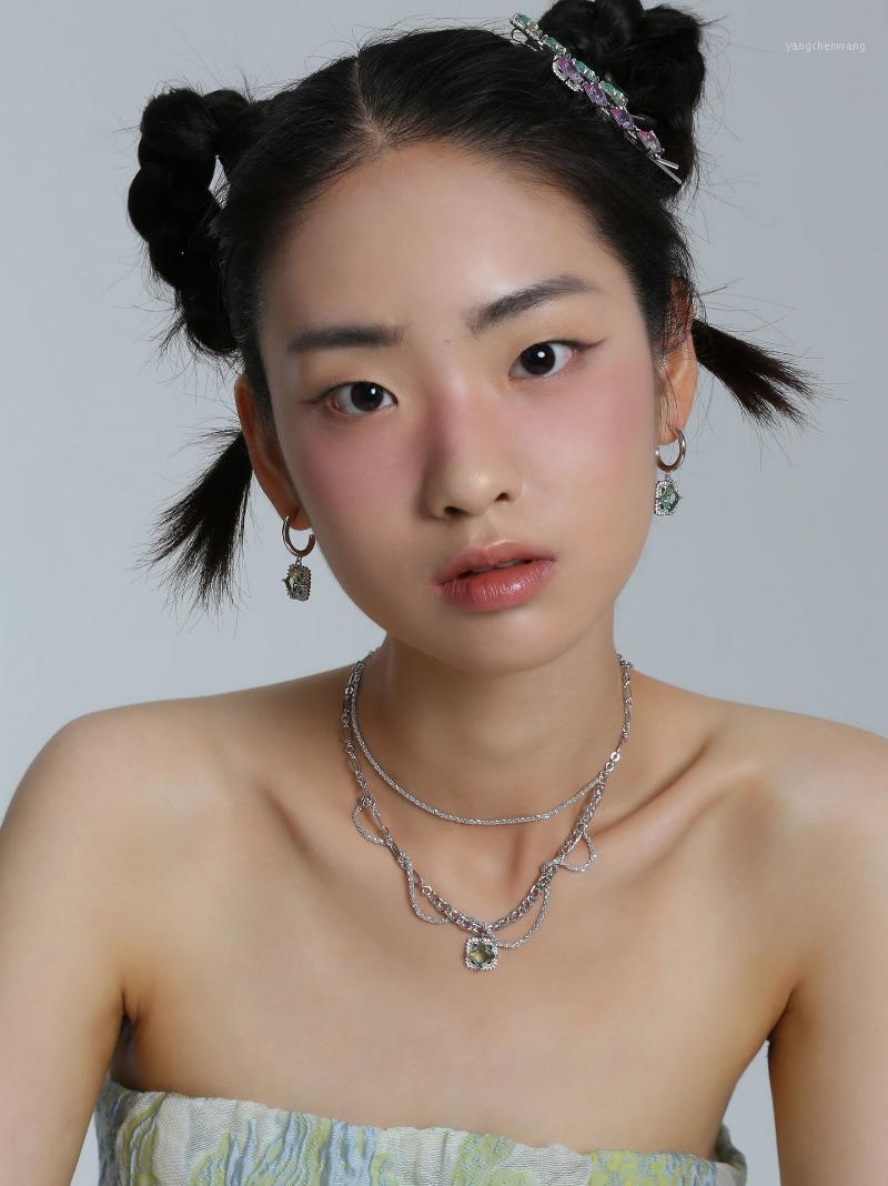 

Chains Gradient Tourmaline A Multi-wear Necklace Ins Clavicle Fashion Choker Jewelry For Women Link Chain