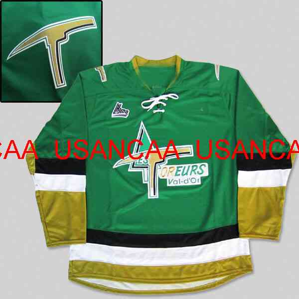 

Val d'or Foreurs LHJMQ Jersey Green Stitched Jerseys -5XL 6XL