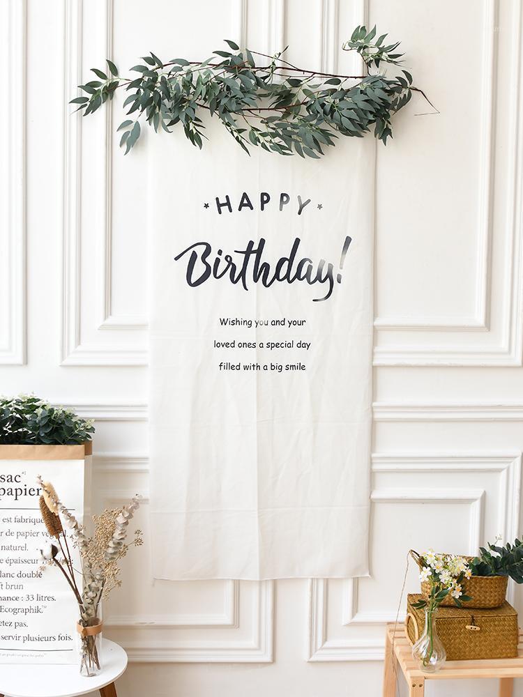 

Party Decoration 70*150cm 1st 1/2 Happy Birthday Baby Shower Cloth Backdrop White Adult Abstract Banner Cake Table