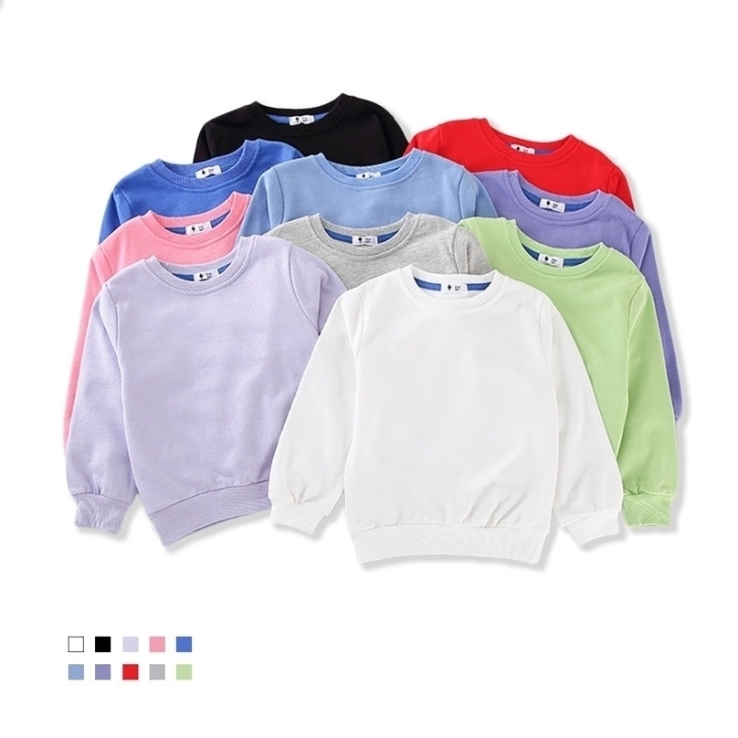 

2-8T Toddler Kid Baby Boy Girl Spring Clothes Pullover Top Long Sleeve Sweatshirt Casual Plain Candy color Hoodies Sweet Outfit 211110