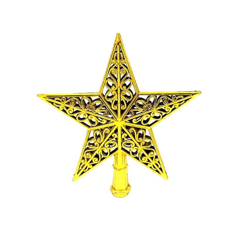 

Christmas Decorations Hollowed-out Tree Sparkle Star Glittering Hanging Xmas Topper Decoration Ornaments Home Decor (Golden Red)