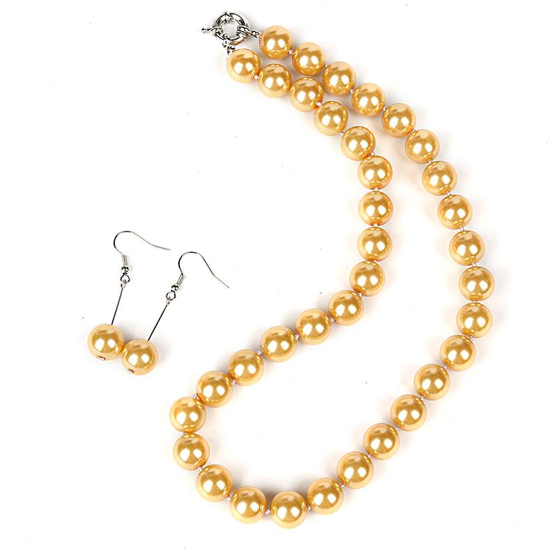 

Earrings & Necklace Golden Yellow Korean Elegant Imitation Pearl Choker Collar Simple Minimalist Clavicle Chain Necklaces For Women Jewelry, As pic