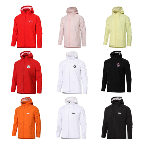 

021 Hooded Real Madrid jacket Paris windcheater 2022 tracksuits soccer jersey Isco Windbreaker Benzema LEWANDOWSKI Dust coat, Black