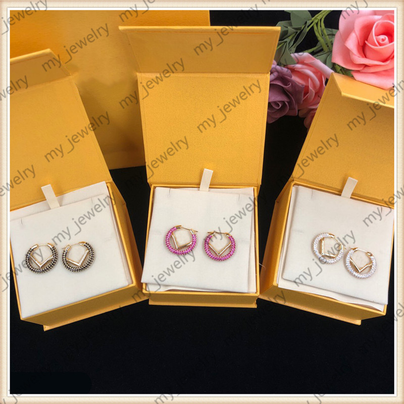 

Ladies Fashion F Letter Earings Brands Jewelry Accessories Luxurys For Womens 3 Color Designers Ear Stud High Quality Valentines Gift