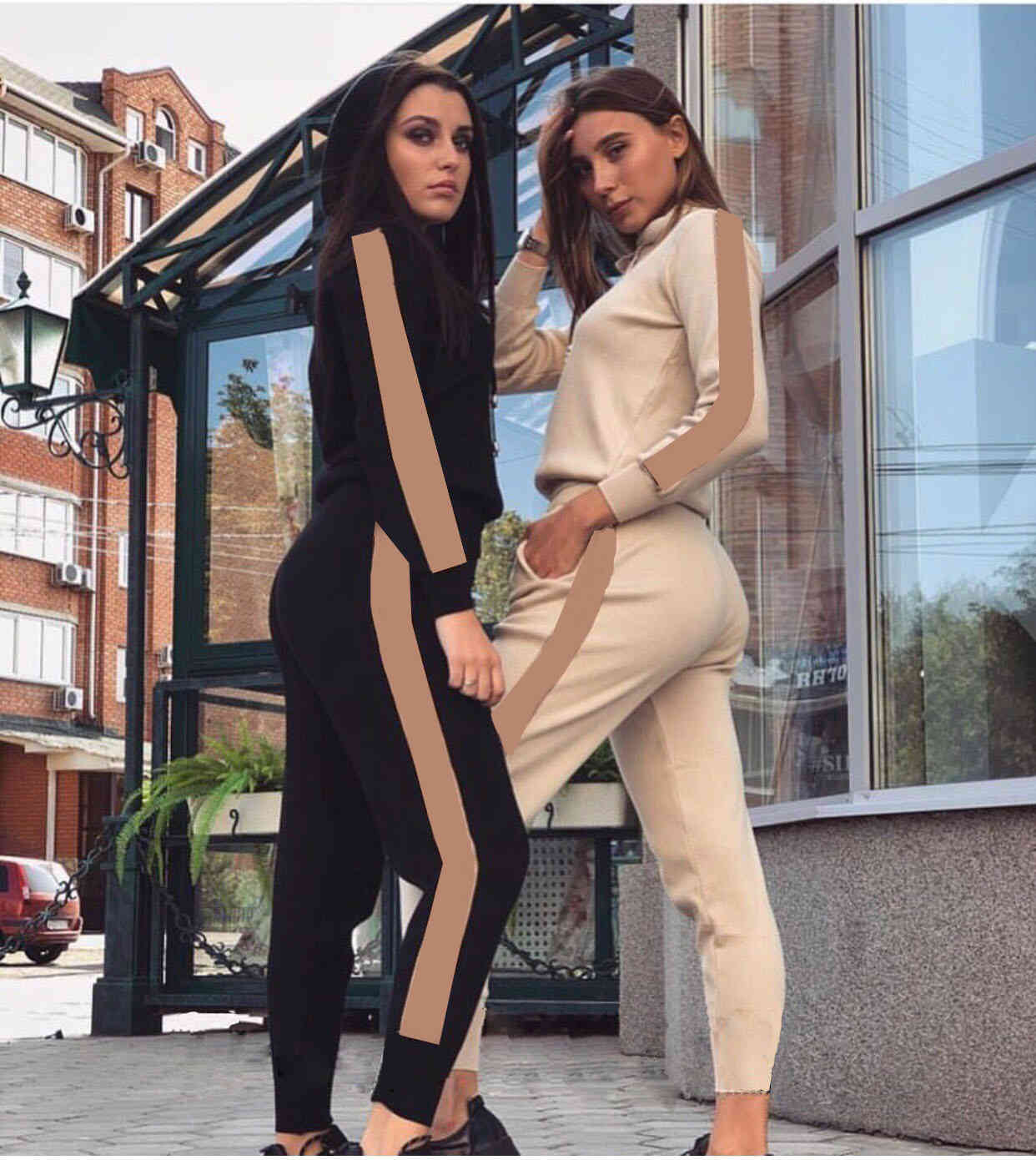 

Womens Tracksuits Casual Fashion Autumn Spring Long Sleeved Two-piece Jogger Set Ladies Fall Tracksuit Sweat Suits Black Plus Size S-XL, Apricot