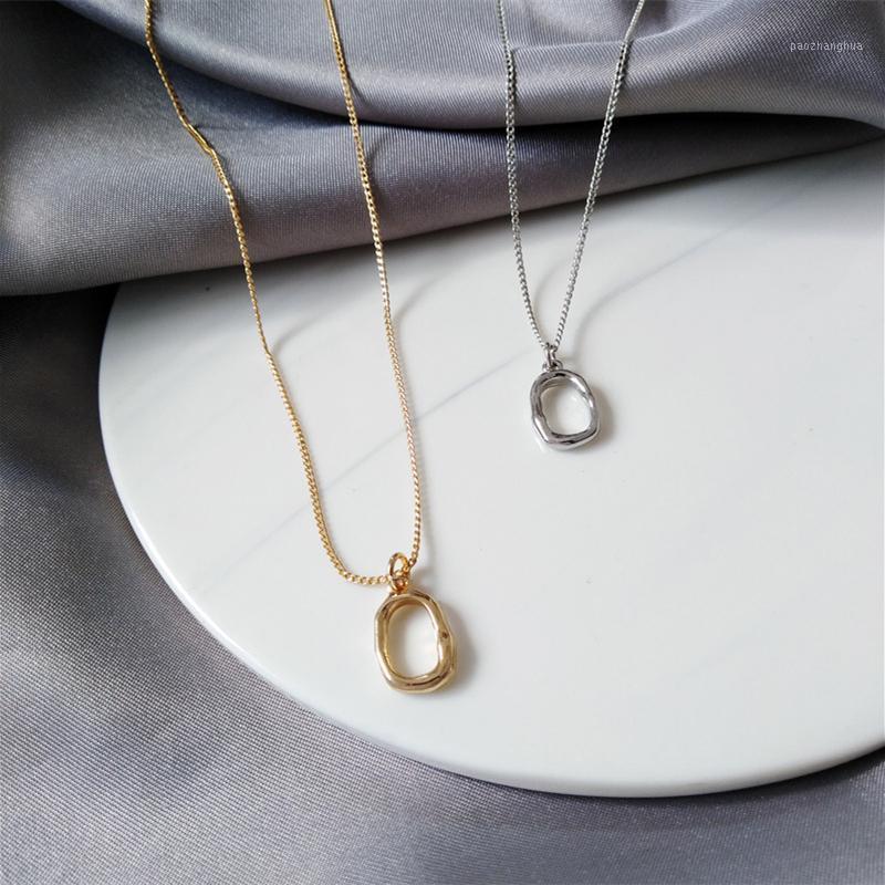 

Chains Personality Hip-Hop Street Trendy Necklace Simple Irregular Lock Donut Round Shape Pendant For Women Wholesale, Silver