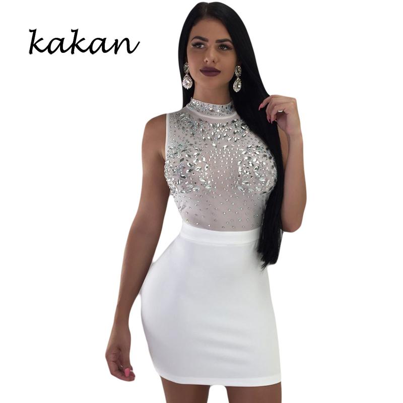 

Casual Dresses Kakan Summer Sexy Dress Women's Mesh Diamond Nightclub Club Party, Black;gray