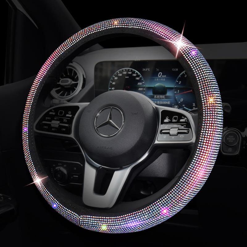 

Steering Wheel Covers Colorful Drilling Car Cover Without Inner Ring Elastic Band Full HandleCover